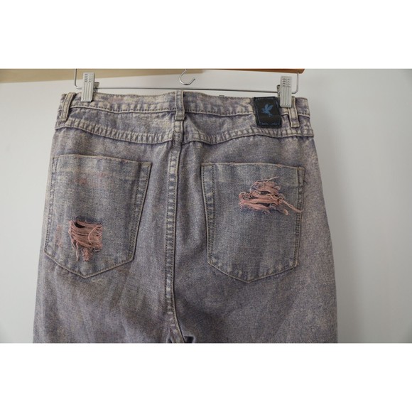 One X One Teaspoon Jeans Size 25 Distress Denim Flare Patched Frayed Grunge Emo - Picture 4 of 10